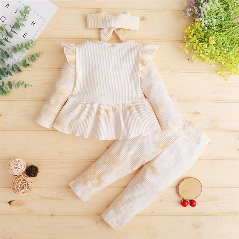 Girls Long Sleeve Tie Dye Top & Pants & Headband Girls Clothing Wholesalers - PrettyKid