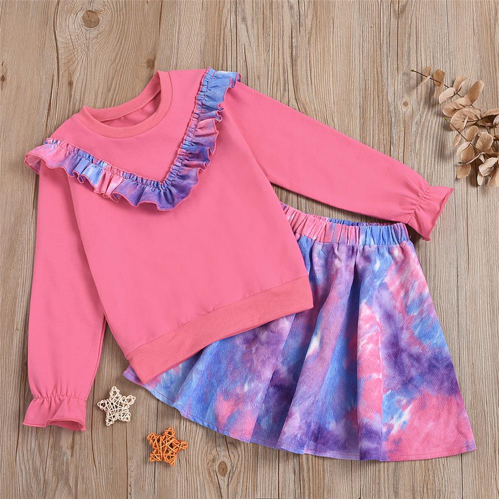 Toddler Girls Long Sleeve Tie Dye Top & Skirt Baby Girl Clothes Wholesale - PrettyKid