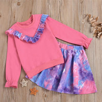 Toddler Girls Long Sleeve Tie Dye Top & Skirt Baby Girl Clothes Wholesale - PrettyKid