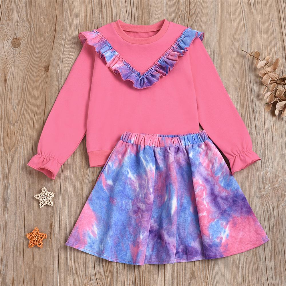Toddler Girls Long Sleeve Tie Dye Top & Skirt Baby Girl Clothes Wholesale - PrettyKid