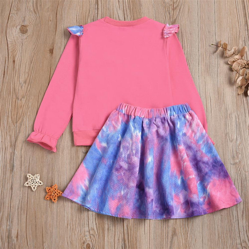Toddler Girls Long Sleeve Tie Dye Top & Skirt Baby Girl Clothes Wholesale - PrettyKid