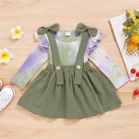 Baby Girls Long Sleeve Tie Dye Top & Solid Suspender Skirt Baby Clothes Warehouse - PrettyKid