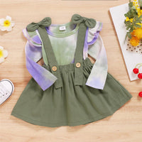 Baby Girls Long Sleeve Tie Dye Top & Solid Suspender Skirt Baby Clothes Warehouse - PrettyKid