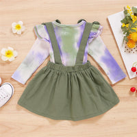 Baby Girls Long Sleeve Tie Dye Top & Solid Suspender Skirt Baby Clothes Warehouse - PrettyKid