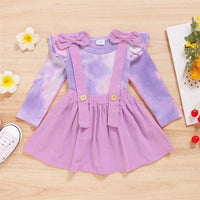 Baby Girls Long Sleeve Tie Dye Top & Solid Suspender Skirt Baby Clothes Warehouse - PrettyKid