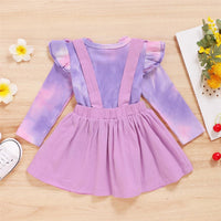 Baby Girls Long Sleeve Tie Dye Top & Solid Suspender Skirt Baby Clothes Warehouse - PrettyKid