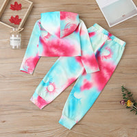 Girls Long Sleeve Tie Hooded Long Sleeve T-shirt & Pants Buy Childrens Clothes Wholesale - PrettyKid