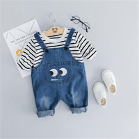 Baby Long Sleeve Top & Cartoon Print Jeans - PrettyKid