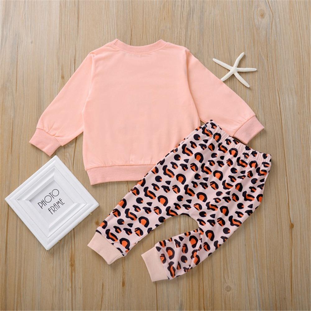 Toddler Girls Long Sleeve Top & Leopard Leggings Girls Clothes Wholesale - PrettyKid