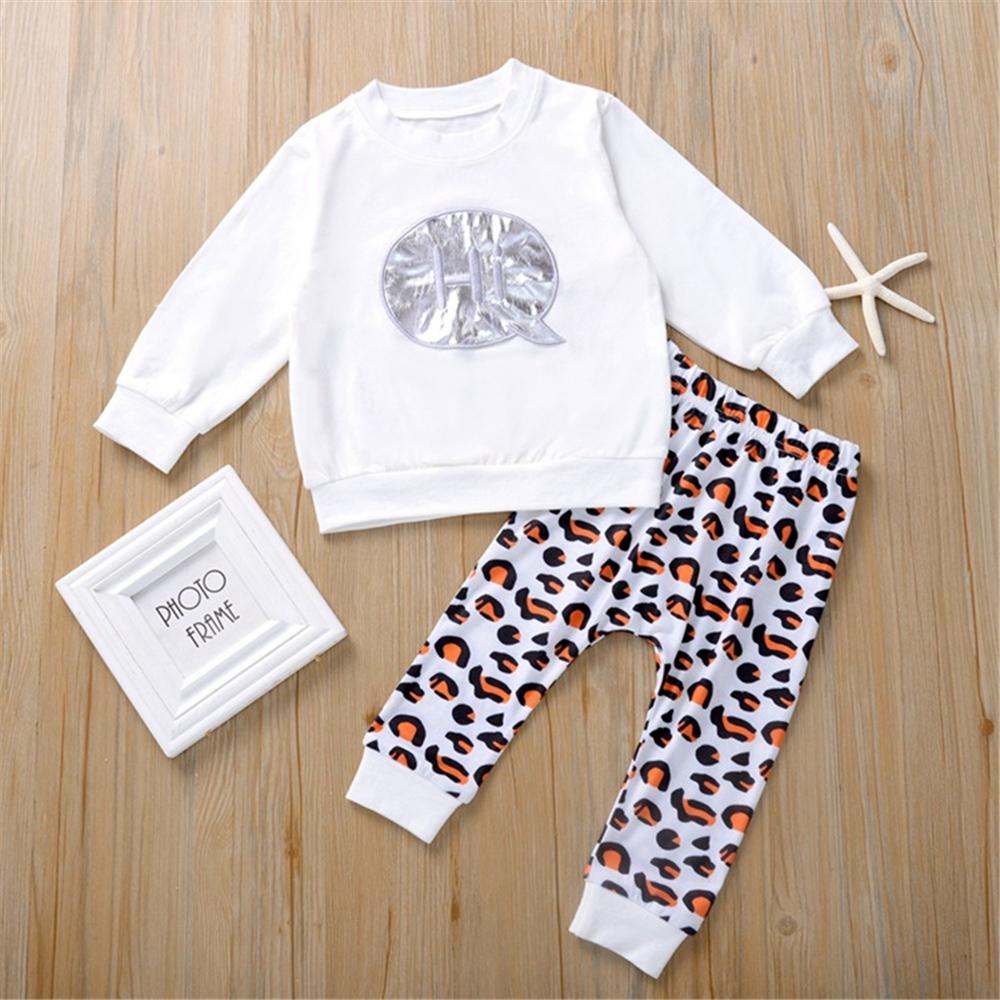 Toddler Girls Long Sleeve Top & Leopard Leggings Girls Clothes Wholesale - PrettyKid