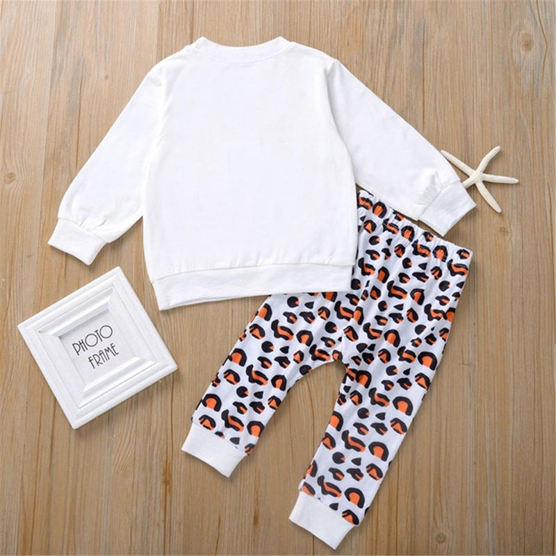 Toddler Girls Long Sleeve Top & Leopard Leggings Girls Clothes Wholesale - PrettyKid