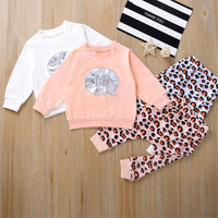 Toddler Girls Long Sleeve Top & Leopard Leggings Girls Clothes Wholesale - PrettyKid