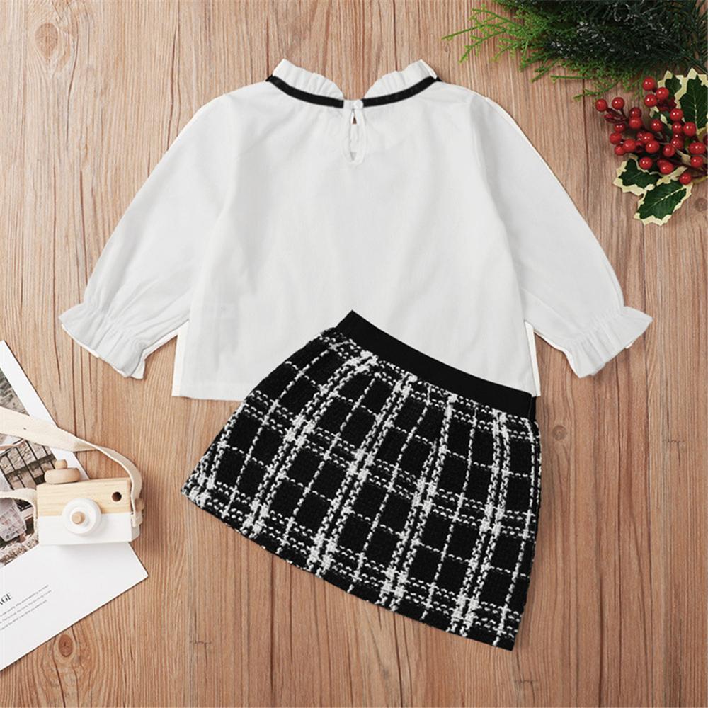 Baby Girls Long Sleeve Top & Plaid Skirt Baby Boutique Wholesale - PrettyKid