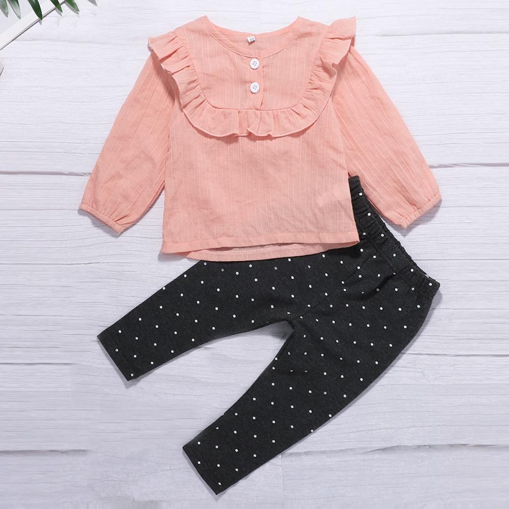 Baby Girls Long Sleeve Top & Polka Dot Trousers Baby Clothes Warehouse - PrettyKid