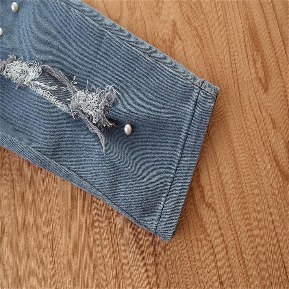 Girls Long Sleeve Top & Ripped Beaded Jeans Girls Clothing Wholesalers - PrettyKid
