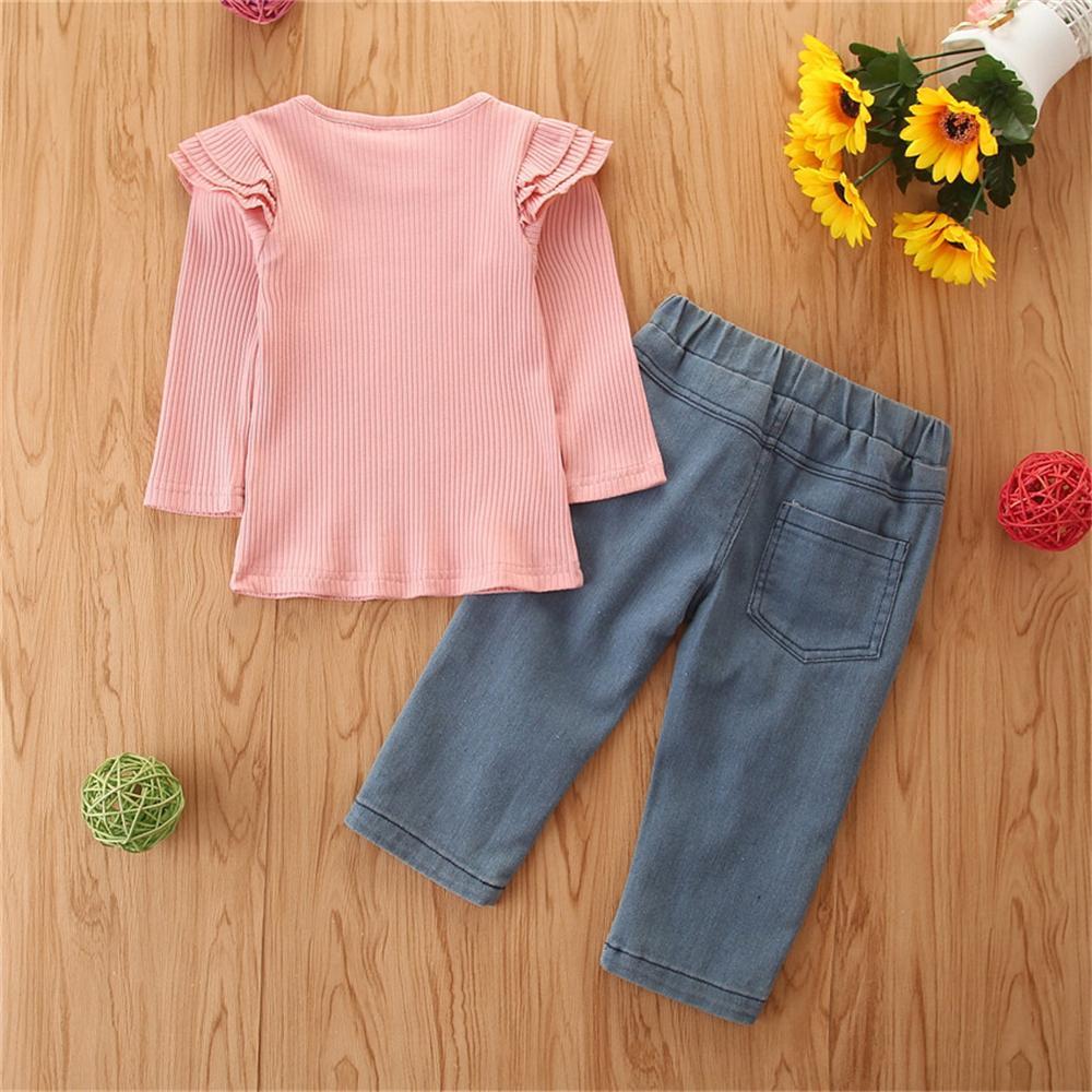 Girls Long Sleeve Top & Ripped Beaded Jeans Girls Clothing Wholesalers - PrettyKid