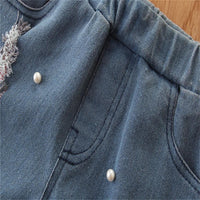 Girls Long Sleeve Top & Ripped Beaded Jeans Girls Clothing Wholesalers - PrettyKid