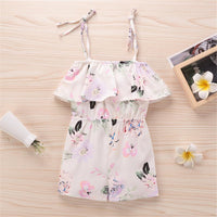 Baby Girls Lotus Leaf Collar Floral Printed Sling Jumpsuit Baby Wholesale vendors - PrettyKid