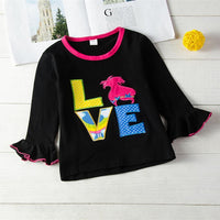 Girls Love Flare Sleeve Top & Rainbow Pants Kids Wholesale Clothing - PrettyKid