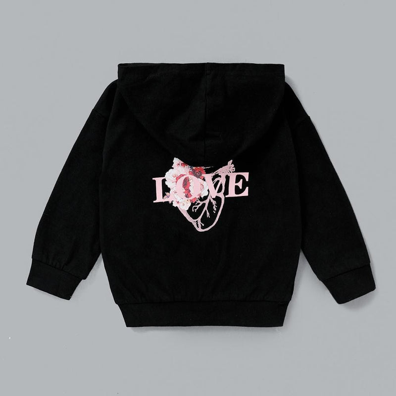 Girls Love Flower Long Sleeve Hooded Top Kids Fashion Wholesale - PrettyKid
