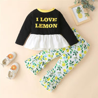 Girls Love Lemon Long Sleeve Top & Printed Trousers Girl Wholesale - PrettyKid