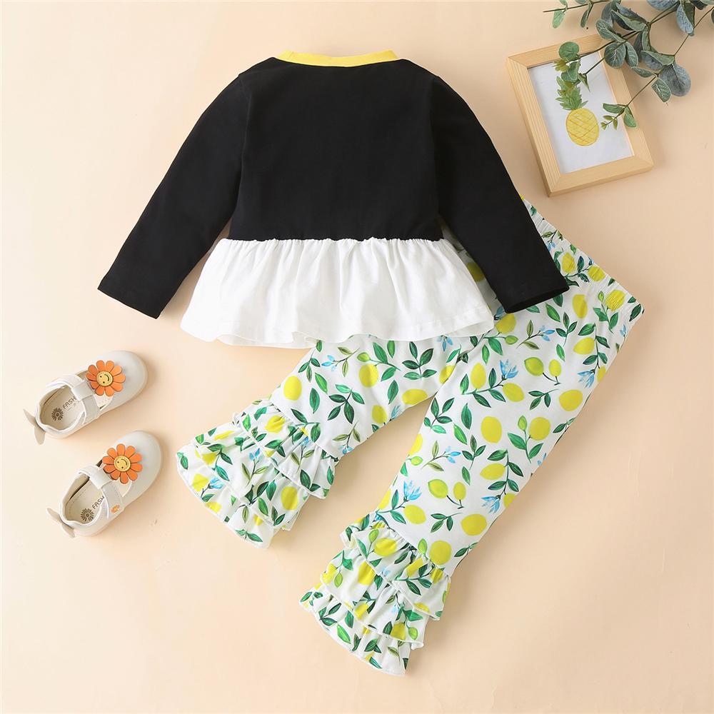 Girls Love Lemon Long Sleeve Top & Printed Trousers Girl Wholesale - PrettyKid