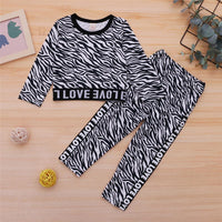 Girls Love Long Sleeve Leopard Zebra Printed Top & Pants Wholesale Girls Clothing - PrettyKid