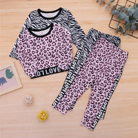 Girls Love Long Sleeve Leopard Zebra Printed Top & Pants Wholesale Girls Clothing - PrettyKid