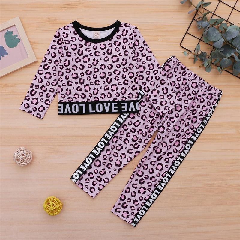 Girls Love Long Sleeve Leopard Zebra Printed Top & Pants Wholesale Girls Clothing - PrettyKid