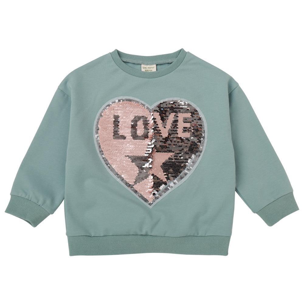 Girls Love Sequin Letter Long-sleeve Tees Wholesale - PrettyKid