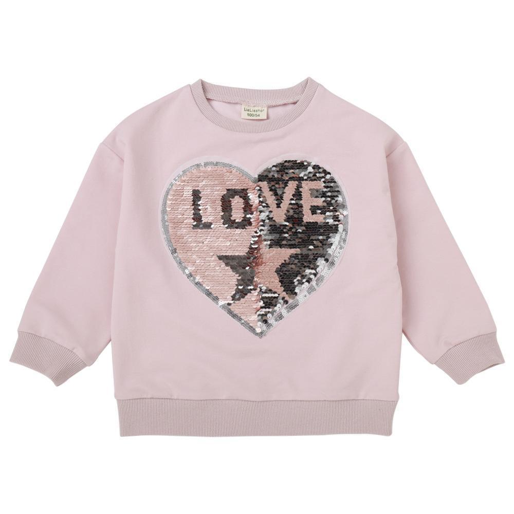 Girls Love Sequin Letter Long-sleeve Tees Wholesale - PrettyKid