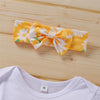 Baby Lovely Bow Long Sleeve Romper & Floral Printed Bottoms & Headband Baby Wholesale - PrettyKid