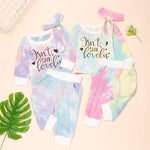 Baby Lovely Girls Printed Tie Dye Long Sleeve Top & Pants & Headband Baby Clothes Cheap Wholesale - PrettyKid