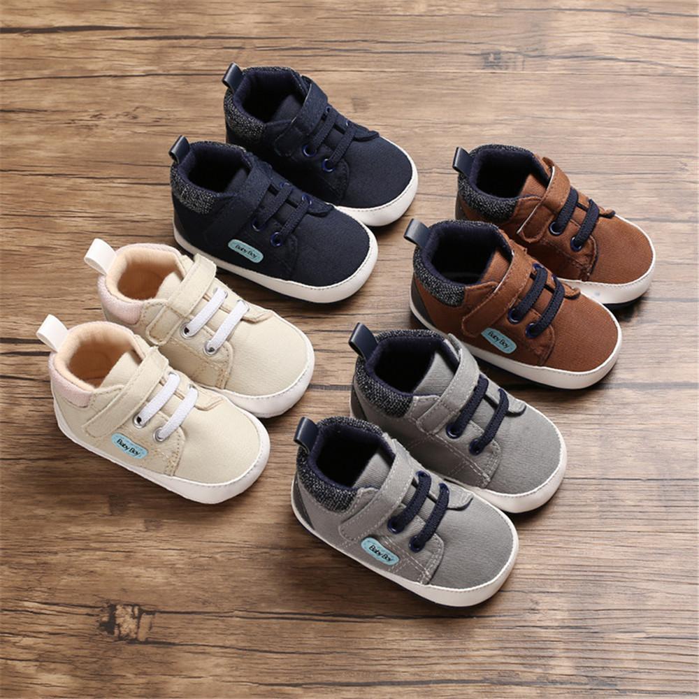 Baby Boys Magic Tape Solid Soft Sneakers - PrettyKid