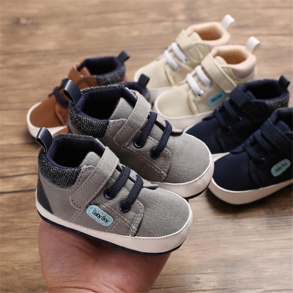 Baby Boys Magic Tape Solid Soft Sneakers - PrettyKid