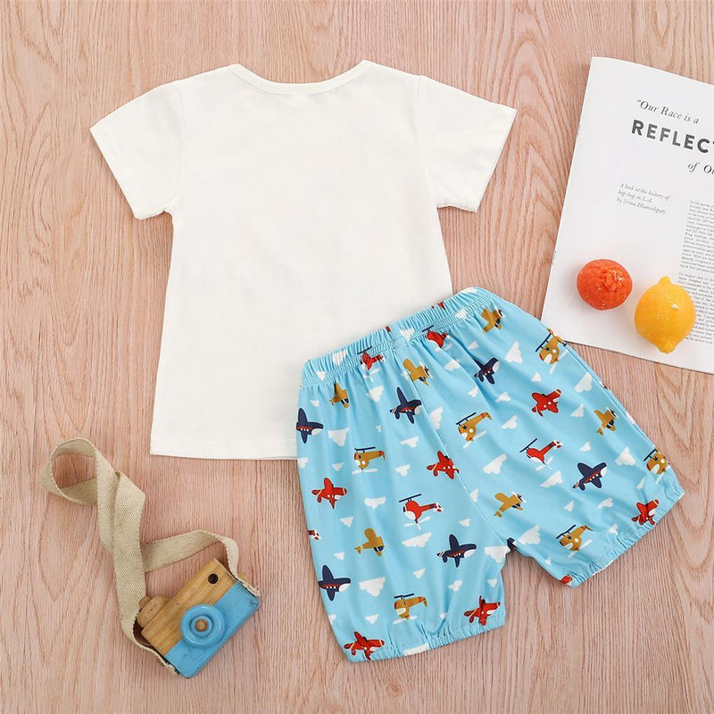 Boys Make Some Noise Printed Short Sleeve Top & Shorts Boys Wholesale clothing - PrettyKid