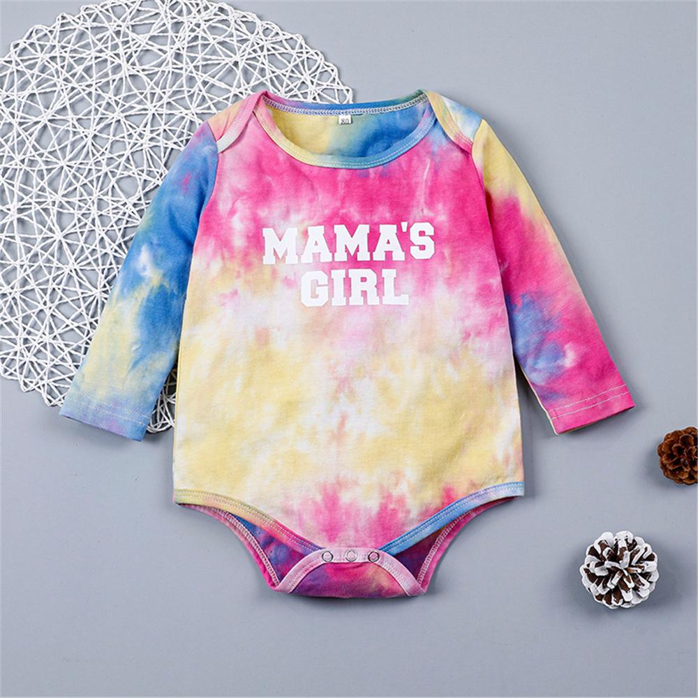 Baby Mama's Girl Tie Dye Long Sleeve Romper Wholesale Baby Outfits - PrettyKid
