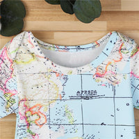 Baby Unisex Map Pattern Short Sleeve Romper Wholesale Clothing Baby - PrettyKid