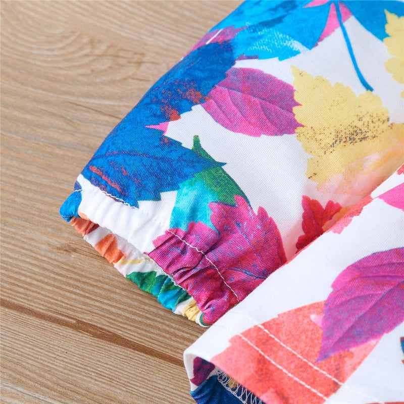Girls Maple Leaf Printed Long Sleeve Top & Trousers Toddler Girls Wholesale - PrettyKid