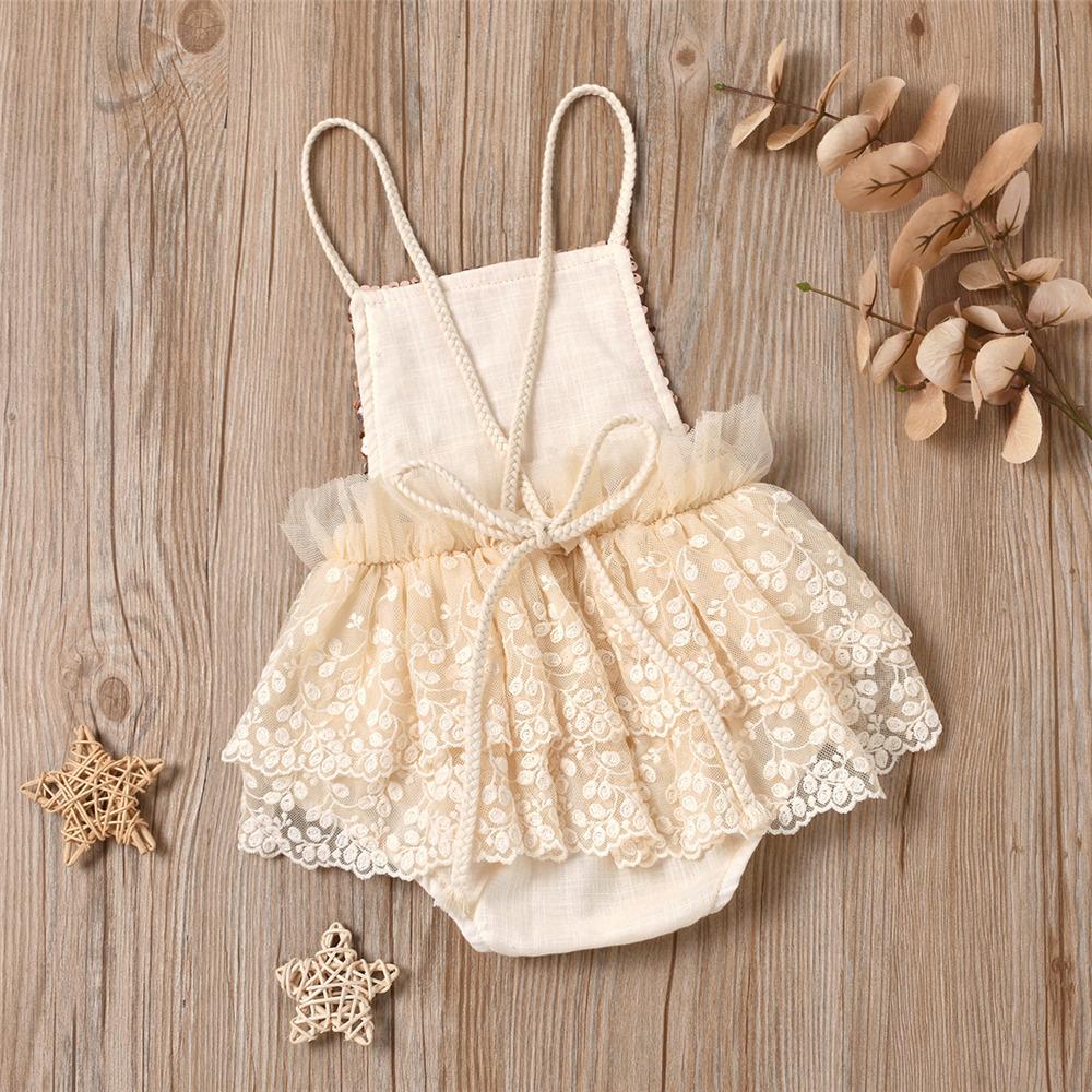 Baby Girls Mesh Sequin Sling Romper Baby clothing Suppliers - PrettyKid