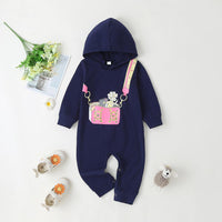 Baby Girls Messenger Bag Printed Hooded Long Sleeve Romper Baby Wholesale Suppliers - PrettyKid