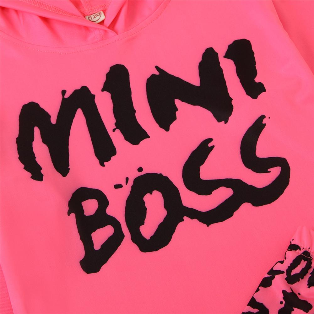 Girls Mini Boss Letter Printed Long Sleeve Hooded Top & Bottoms Girl Boutique Clothing Wholesale - PrettyKid