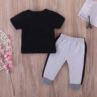 Boys Mini Boss Printed Short Sleeve Top & Pants Wholesale Boys Suits - PrettyKid