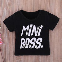 Boys Mini Boss Printed Short Sleeve Top & Pants Wholesale Boys Suits - PrettyKid