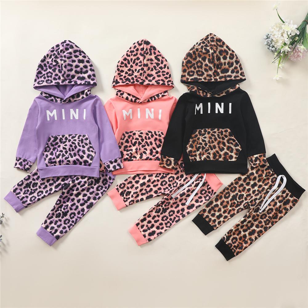 Baby Mini Leopard Printed Hooded Long Sleeve Top & Pants Wholesale Baby - PrettyKid