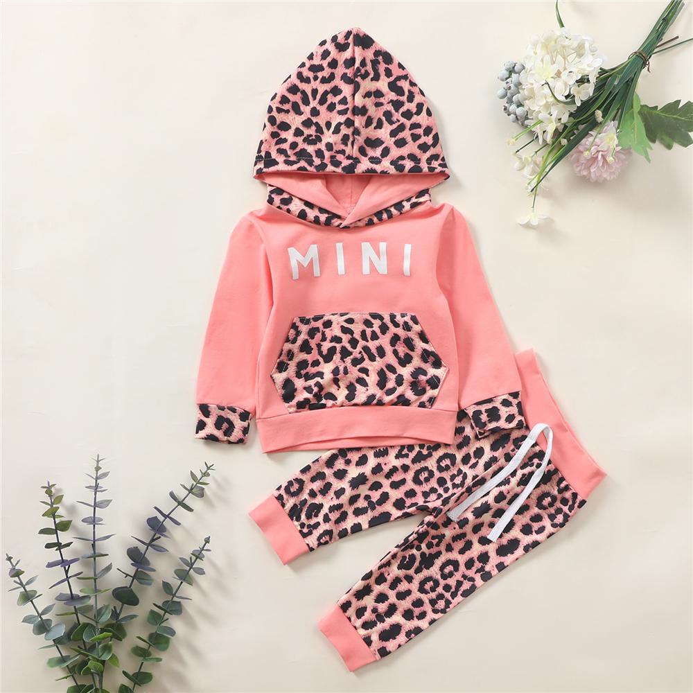 Baby Mini Leopard Printed Hooded Long Sleeve Top & Pants Wholesale Baby - PrettyKid