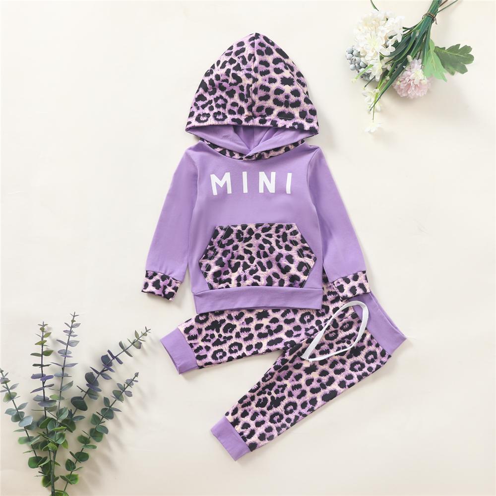 Baby Mini Leopard Printed Hooded Long Sleeve Top & Pants Wholesale Baby - PrettyKid