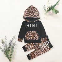 Baby Mini Leopard Printed Hooded Long Sleeve Top & Pants Wholesale Baby - PrettyKid