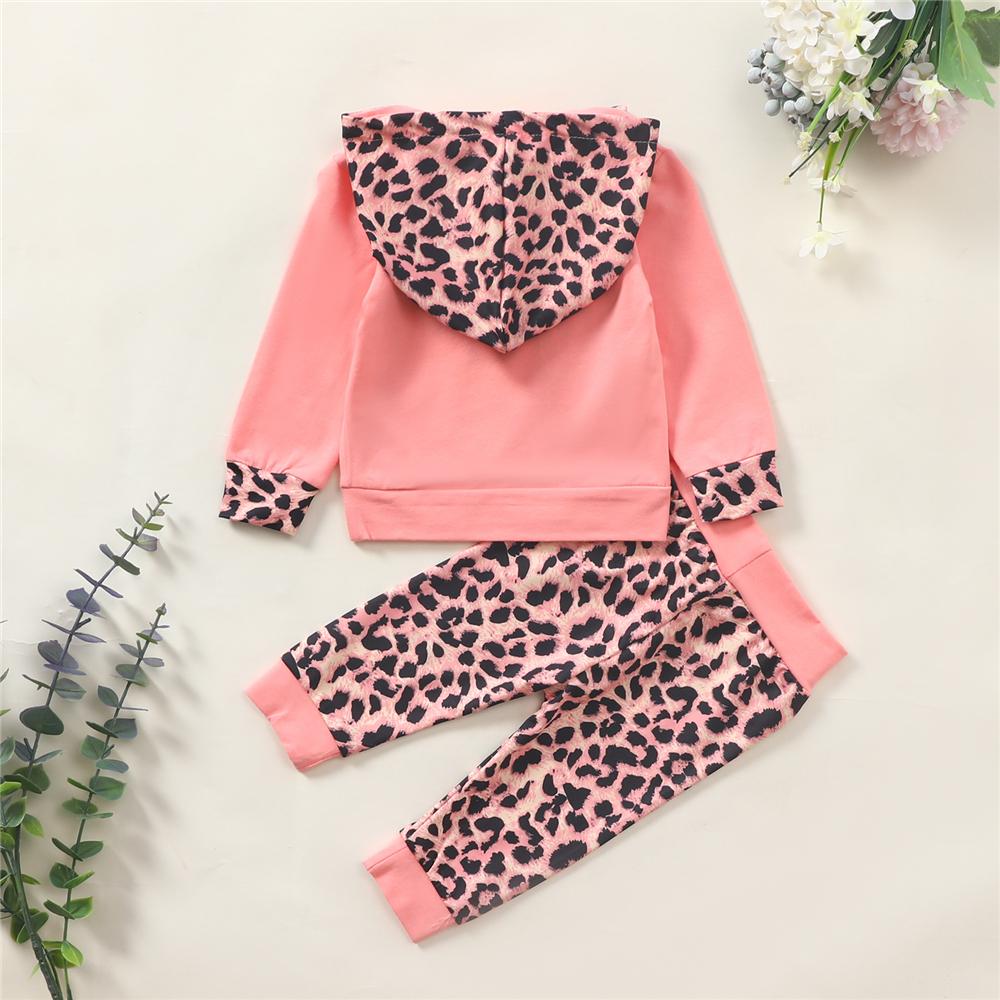 Baby Mini Leopard Printed Hooded Long Sleeve Top & Pants Wholesale Baby - PrettyKid