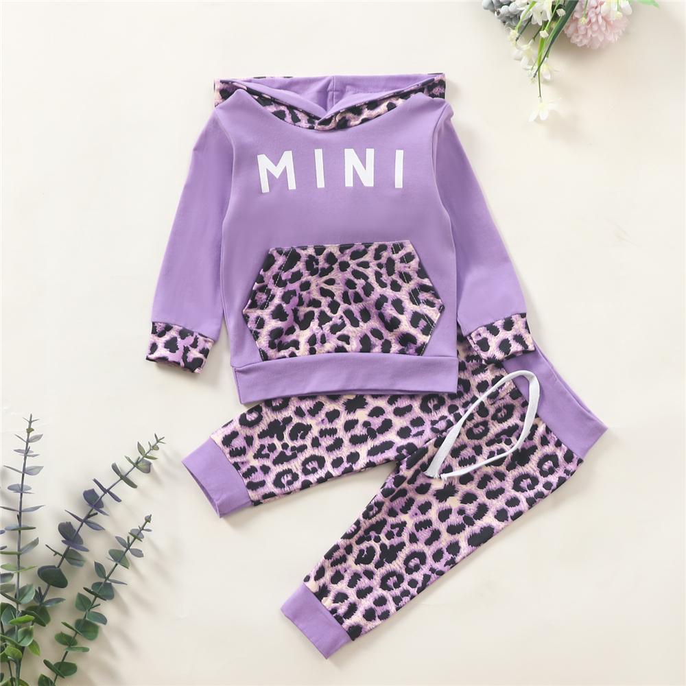 Baby Mini Leopard Printed Hooded Long Sleeve Top & Pants Wholesale Baby - PrettyKid